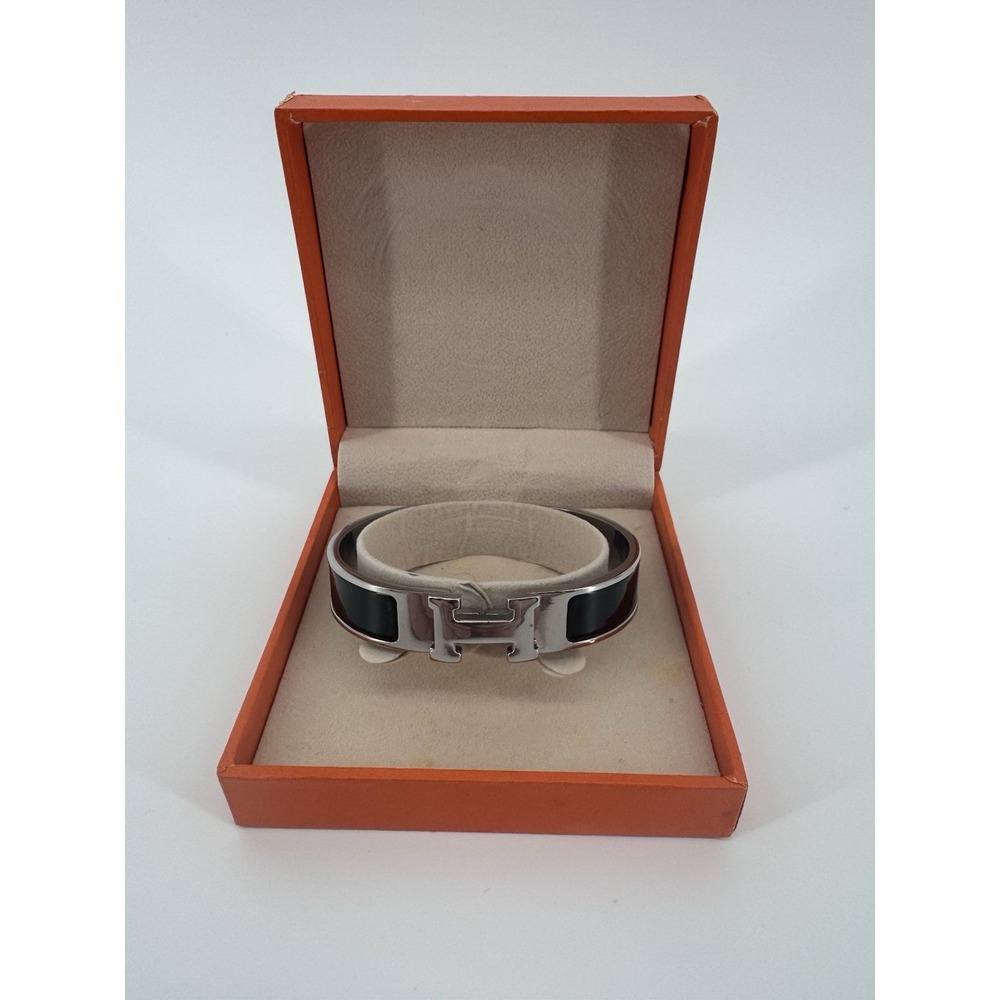 Hermès Clic H Bracelet Black Resin & Palladium – Preloved Authentic
